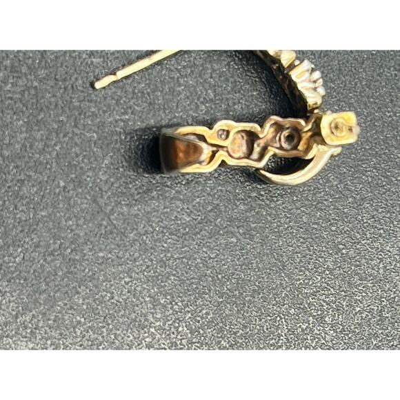 Ross Simon Sterling Silver Two Tone Illusion Diamond Half J Hoop Earrings - Picture 10 of 10